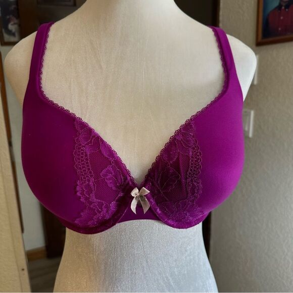 Victoria' Secret‎ Padded Perfect Coverage Bra Size 34DD Raspberry - Picture 5 of 9